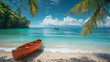 boat on the tropical beach background, travel concept, summer holiday time