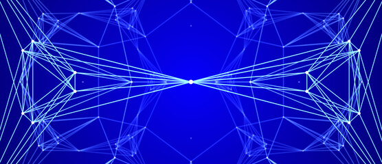Wall Mural - Abstract digital background of points and lines. Glowing plexus. Big data. Network or connection. Abstract technology science background. 3d rendering