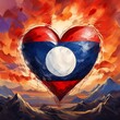 heart painted with Laos flag ,generated by AI