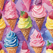 bright Ice cream pattern, summer food concept