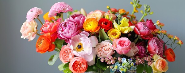 Wall Mural - Bouquet of fresh flowers in vase