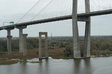 Abutment Of Cable-stayed Talmadge Memorial Bridge Is A Bridge In The United States Spanning The Savannah River Between Downtown Savannah, Georgia, And Hutchinson Island.