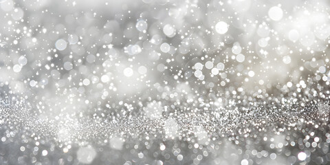 Wall Mural - Silver abstract snow falling winter holiday background .Highly Detailed Surface Photo Showcasing A White Shining Glow Effect Over A Glitter Texture Background. 

 
