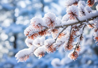 Canvas Print - Snowy pine tree branches