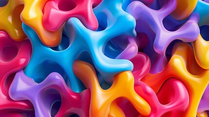 Poster - Colorful polymer abstract background for scientific concepts. Vibrant plastic surface in intricate formation. Dynamic shapes and hues illustration for science and design