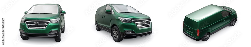 Seoul, South Korea. April 20, 2023. Set dark green Hyundai Grand Starex ...