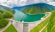 Mountain Oasis: Aerial View of a Modern Dam and Reservoir Lake