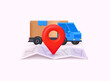 Vector Delivery Van with Box cargo, Delivery and online shopping concept. 3D Web Vector Illustrations.