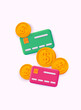 Credit card money financial security for online shopping, online payment credit card. 3D Web Vector Illustrations.