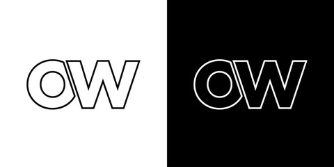 Wall Mural - Letter O and W, OW logo design template. Minimal monogram initial based logotype.