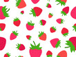 Seamless pattern with red strawberry on white background. Drawing of strawberries in a minimalist style. Strawberry design for wallpaper, wrapping paper and promotional items. Vector illustration