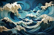 wallpaper background flowing wave, blue ocean colors, mobile application poster, flyer, desktop computer design, mobile phone. illustration. Fresh and clean style.