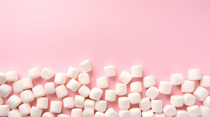 Wall Mural - White marshmallows, flat lay top view