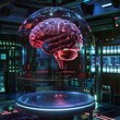 Futuristic Biometric Brain Dome with Interactive 3D Neural Mapping