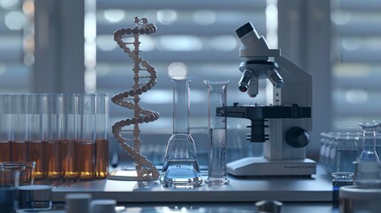 Wall Mural - scientist analyzing microscope slide at laboratory. young woman technician is examining a histologic