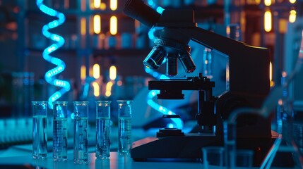 Wall Mural - scientist analyzing microscope slide at laboratory. young woman technician is examining a histologic