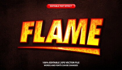 Wall Mural - Flame editable text effect template, shiny futuristic modern style typeface, premium vector