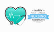 Nursing Assistants week is observed every year in June, The main role of a CNA is to provide basic care to patients and help them with daily activities. vector illustration.