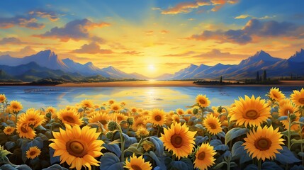 Wall Mural - Golden Reverie: Sunflower Fields in Bloom