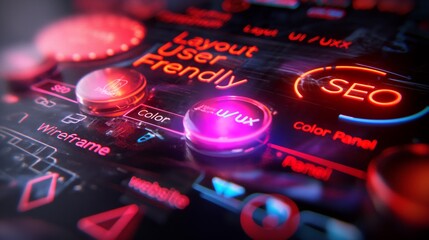 Wall Mural - futuristic ui/ux design interface on computer screen