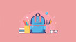 Composition with stylish school uniform backpack eyeg