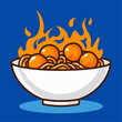 culinary catastrophe! A bowl of spaghetti and meatballs engulfed in flames