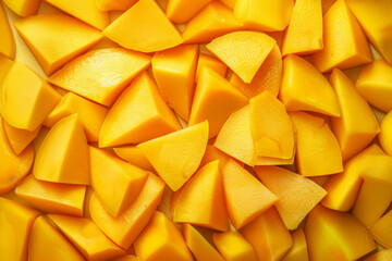 Fresh yellow mango. Diced or sliced, fruit background