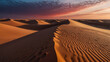 Sunset view to Tin Merzouga dune at Tassili nAjjer national park, Algeria
