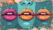 Vibrant Collage of Halftone Lips