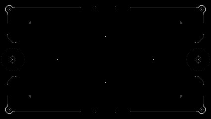 Futuristic glitchy HUD aim. Cyberpunk style distorted HUD screen. Tech user interface hologram screen for game, movie, sci-fi, drone footage, VR etc. Overlay template. Cyberpunk concept.