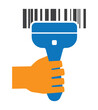 hand with barcode scanner
