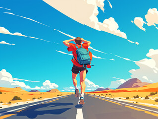 Wall Mural - child running on the road