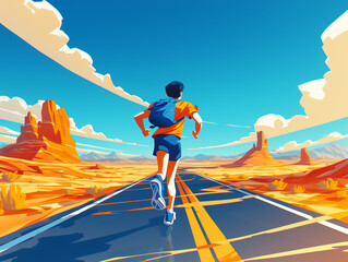 Wall Mural - child running on the road