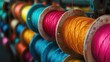 colorful bright wide panorama row of spool