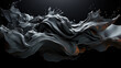 Abstract wavy aesthetic surface. Black flexible shape on black background. Three-dimensional visual effect. Inspiration mix of 3d art and fluid art. Abstract wallpaper
