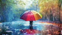 Colorful Colorful Umbrella With Rain