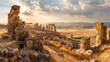Panoramic view of the Timgad ancient city, Roman ruins