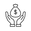 Money bag in hand icon, Business investment fund, Finance and save money concept, Vector illustration