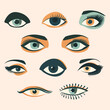 Eye Flat Illustrations Collection. Perfect for different cards, textile, web sites, apps