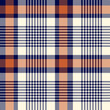 plaid tartan seamless repeat pattern. This is a blue orange white checkered plaid vector illustration. Design for decorative, wallpaper, shirts, clothing, wrapping, textile, fabric, texture