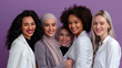 © Edgar Martirosyan - A group of  women on a purple background