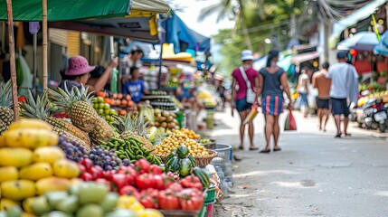 street market: stalls at the street market are bustling with activity, offering a vibrant array of f
