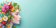 © MRSCreative - Beautiful illustration of face and flowers style paper cut  with copy space for international women's day
