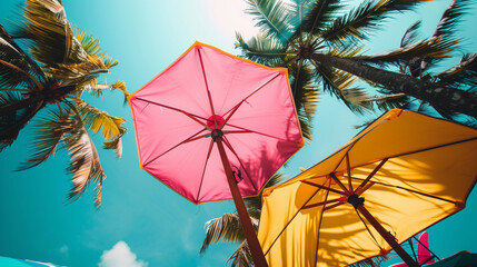 Wall Mural - colorful umbrellas on the beach