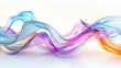 Abstract composition of multicolored glass waves creating a captivating isolated scene on a pure white backdrop