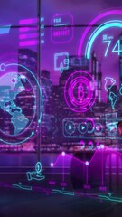 Wall Mural - artificial intelligence monitors the movement of cryptocurrencies. 3d render