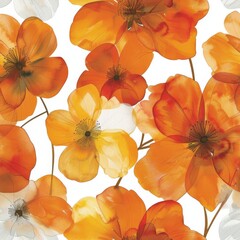 Wall Mural - Vibrant Orange and White Poppy Blossoms Background