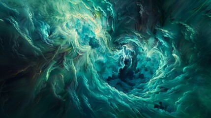 Wall Mural - Abstract Aqua Swirl - Artistic Turquoise Vortex Background