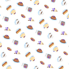 Wall Mural - Cakes pattern illustration 