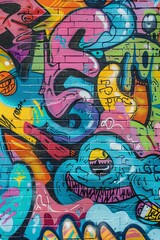  Urban graffiti art wall colorful street style